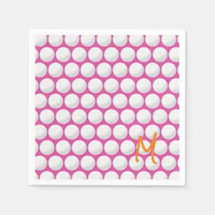 Golf Modern Pink White Orange Initial Sports Golf Napkin