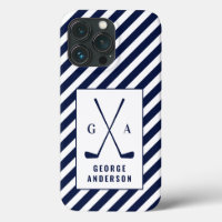 Golf modern typography initial monogram blue white