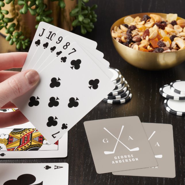 Golf modern typography initials monogram beige playing cards (In Situ)