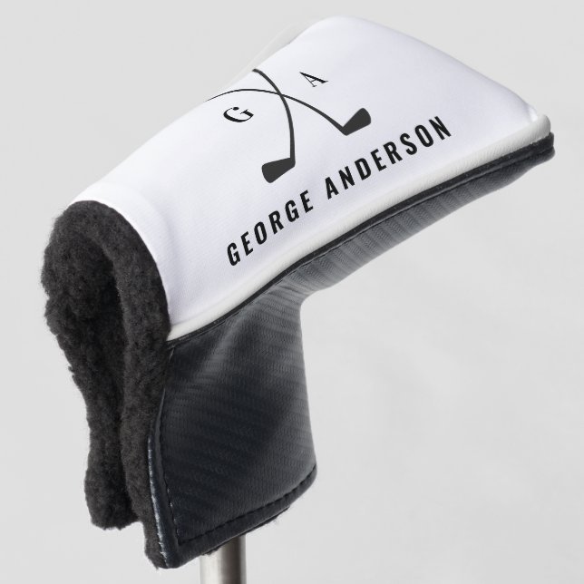 Golf modern typography initials monogram elegant golf head cover (3/4 Front)