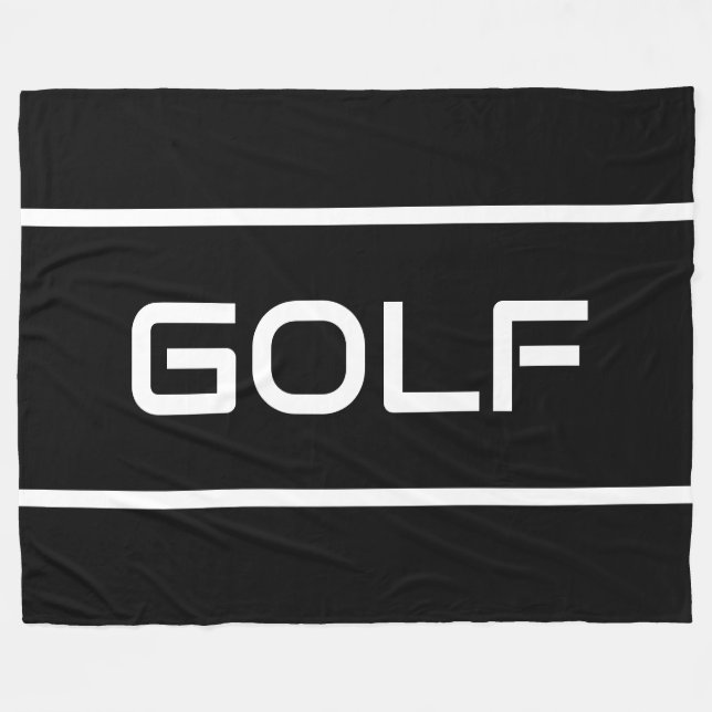 GOLF Modern White Text Stripes On Bold Black Fleece Blanket (Front (Horizontal))