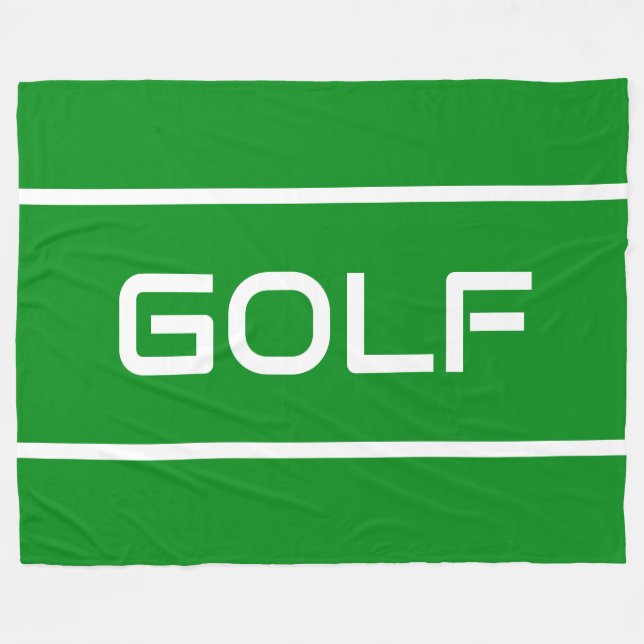 GOLF Modern White Text Stripes On Bright Green Fleece Blanket (Front (Horizontal))