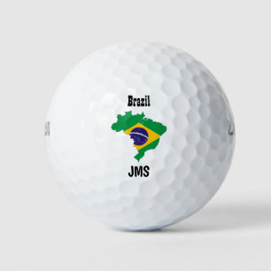 Golf Monogram Brazil Flag Map Balls