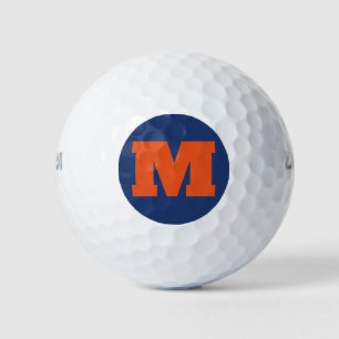 Golf Monogram Custom Initial Orange & Blue Golf Balls