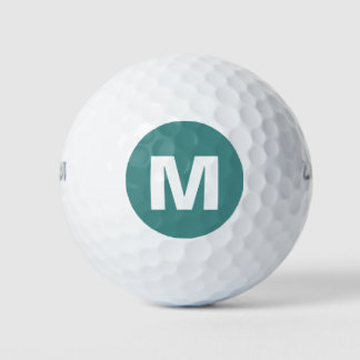 Golf Monogram Custom Initial Teal & White Golf Balls