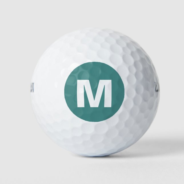 Golf Monogram Custom Initial Teal & White Golf Balls (Front)