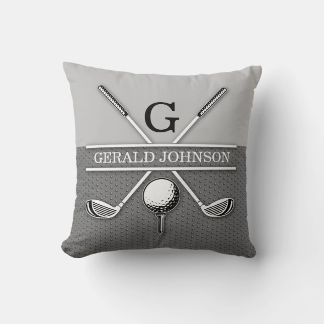 Golf Monogram Design Throw Pillow (Front)