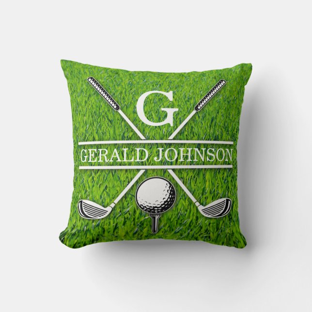 Golf Monogram Design Throw Pillow (Front)