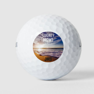 Golf Monogram Funny Humourous Beach Serenity Now Golf Balls