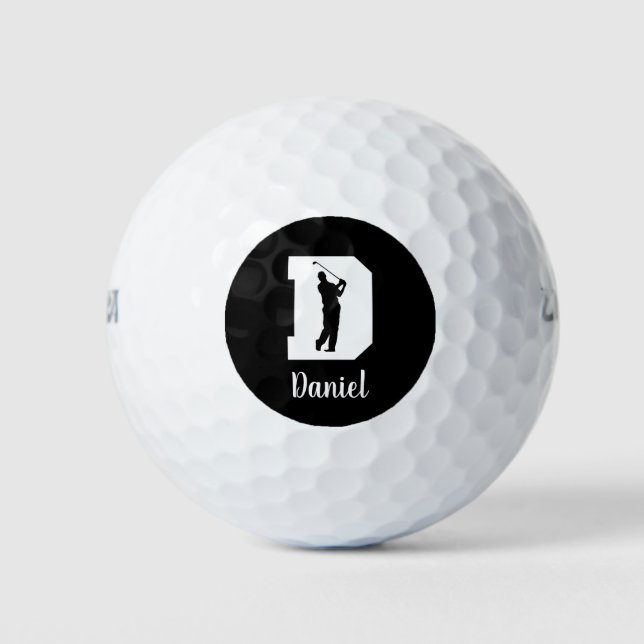 Golf Monogram Letter D Personalised Golf Balls (Front)