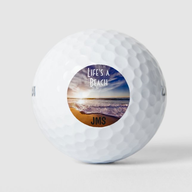Golf Monogram Life's A Beach Golf Balls (Front)