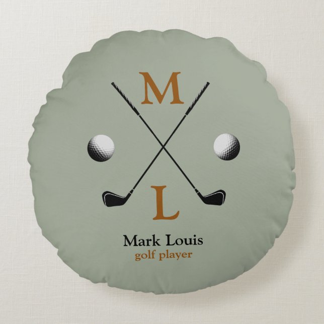 Golf Monogram Logo Round Cushion (Front)