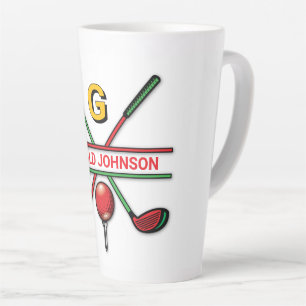 Golf Monogram Metallic Green and Silver Latte Mug