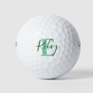 Golf monogram name initial green golf balls