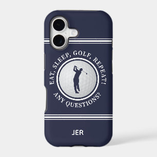 Golf Monogram Navy Blue Sports Quote Mens