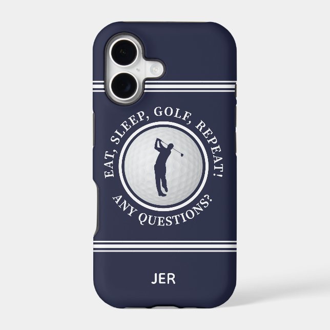 Golf Monogram Pro Golfer Modern Sports Blue Cute (Back)