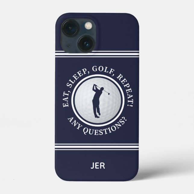 Golf Monogram Pro Golfer Modern Sports Blue Cute Case-Mate iPhone Case (Back)