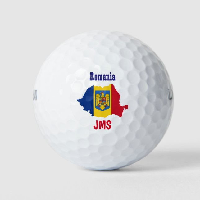 Golf Monogram Romania Flag Map Balls (Front)
