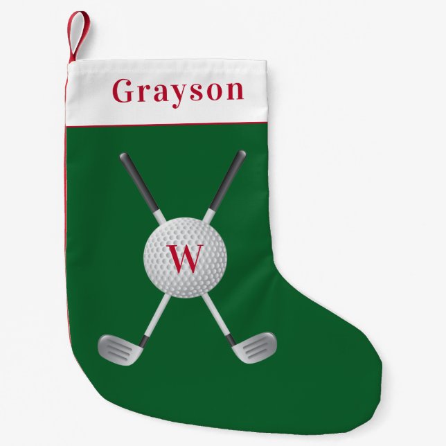 Golf Monogram Small Christmas Stocking (Front)
