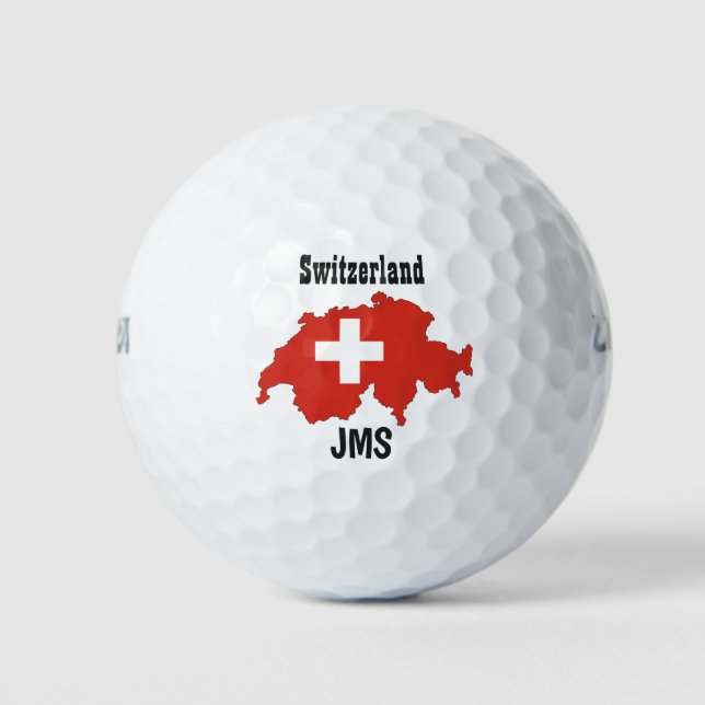 Golf Monogram Switzerland Flag Map Golf Balls (Front)
