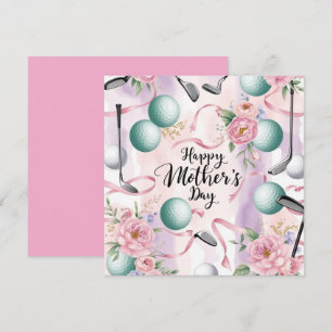 Golf Mother's Day with ball and flowers for Mum Holiday Card