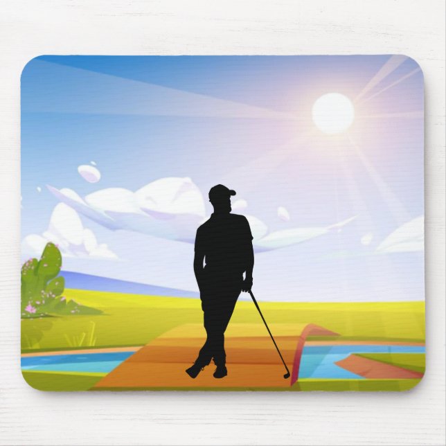 Golf Mousepad with Silhouette Golfer (Front)