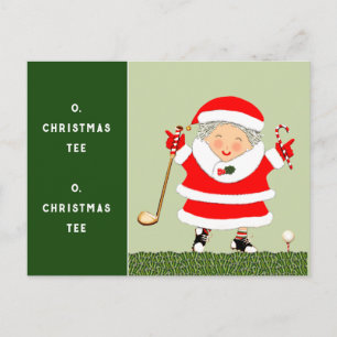 Golf Mrs. Claus Christmas Holiday Postcard