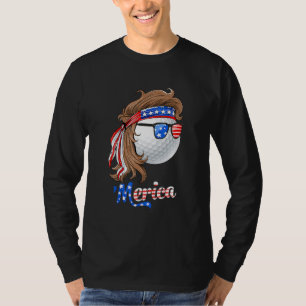 Golf Mullet 4th Of July American Flag Merica Fathe T-Shirt