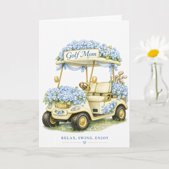 Golf Mum Card Hydrangea Floral Golf Cart (Small Plant)