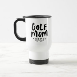 Golf mum trendy black type personalised travel mug