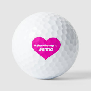 Golf name pink heart belongs golf balls