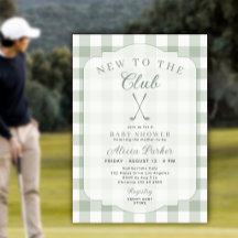Golf new to the club green gingham baby shower