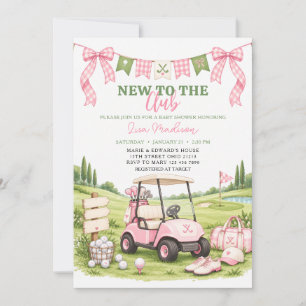 Golf New To The Club Pink Girl Baby Shower Invitation