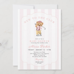 Golf new to the club pink girl baby shower invitation