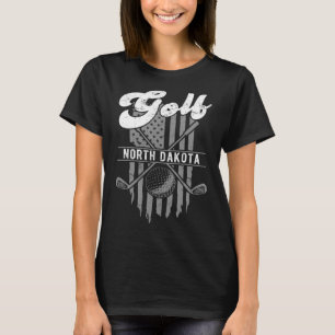 Golf North Dakota Fun American Flag State Golfing T-Shirt