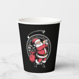 Golf Oh Christmas Santa Claus Vintage Golfer Golfi Paper Cups