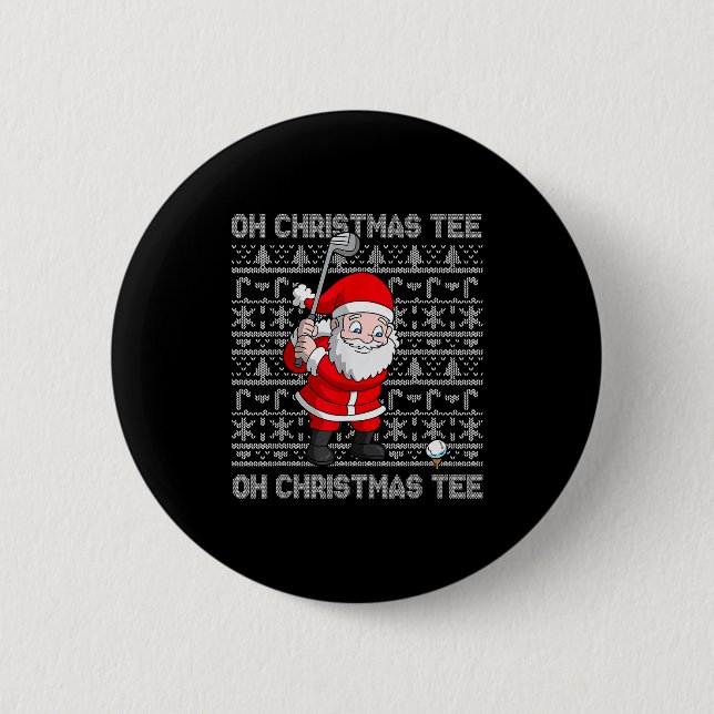 Golf Oh Christmas Tee Santa Claus Golfer Golfing S 6 Cm Round Badge (Front)