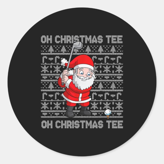Golf Oh Christmas Tee Santa Claus Golfer Golfing S Classic Round Sticker (Front)