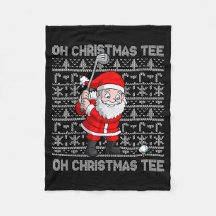 Golf Oh Christmas Tee Santa Claus Golfer Golfing S Fleece Blanket