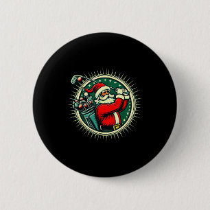 Golf Oh Christmas Tee Santa Claus Vintage Golfer G 6 Cm Round Badge