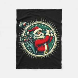 Golf Oh Christmas Tee Santa Claus Vintage Golfer G Fleece Blanket