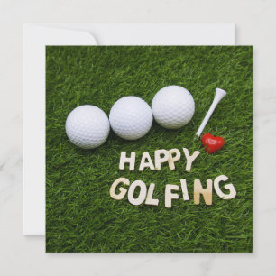 Golf on Green grass Happy Golfing Holiday Card