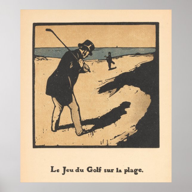 Golf on the beach - Vintage Golf Print (Front)