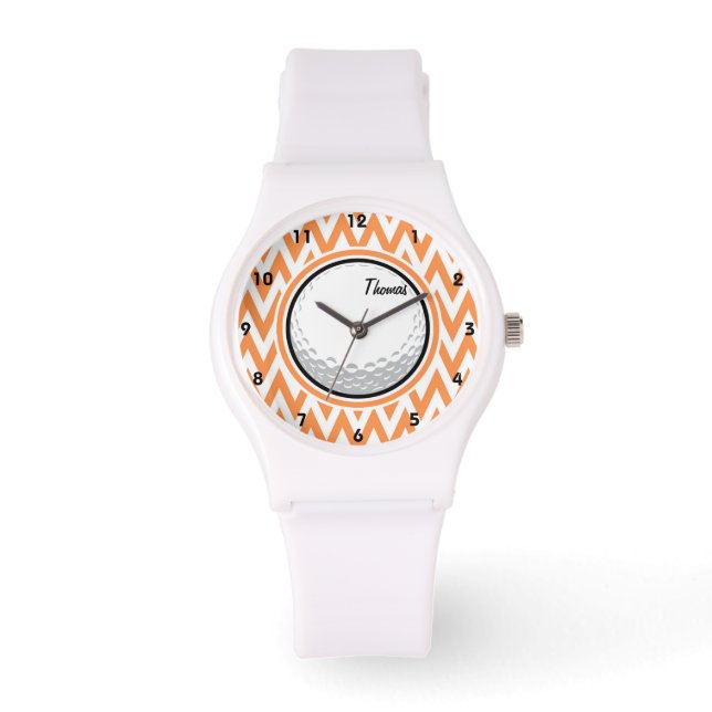 Golf; Orange and White Chevron Watch (Front)