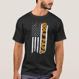 Golf Papa American Flag Father's Day Men's T-Shirt