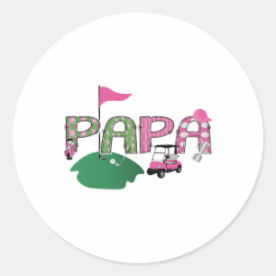 Golf Papa Hole In One Golf 1st Birthday Party Classic Round Sticker