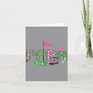 Golf Papa Pink Hole In One Golf 1st Birthday Girl Card