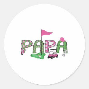 Golf Papa Pink Hole In One Golf 1st Birthday Girl Classic Round Sticker