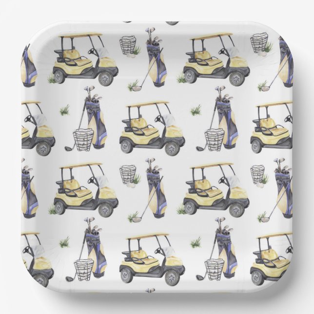 Golf Paper Plates, Par-Tee Time Birthday Party Plate (Front)