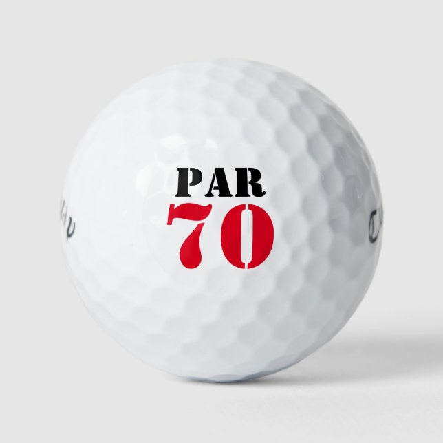 Golf Par 70 word for golfer 70th Birthday Golf Balls (Front)